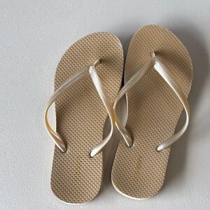 Old Navy Beige Flip Flop Sandals with Pearlized Straps